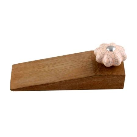 2 Pieces Baby Pink Crackle Ceramic Melon Wooden Door Stopper
